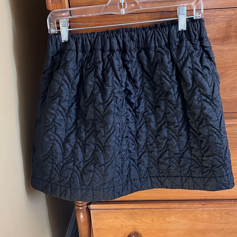 Maeve Black Quilted Mini Skirt